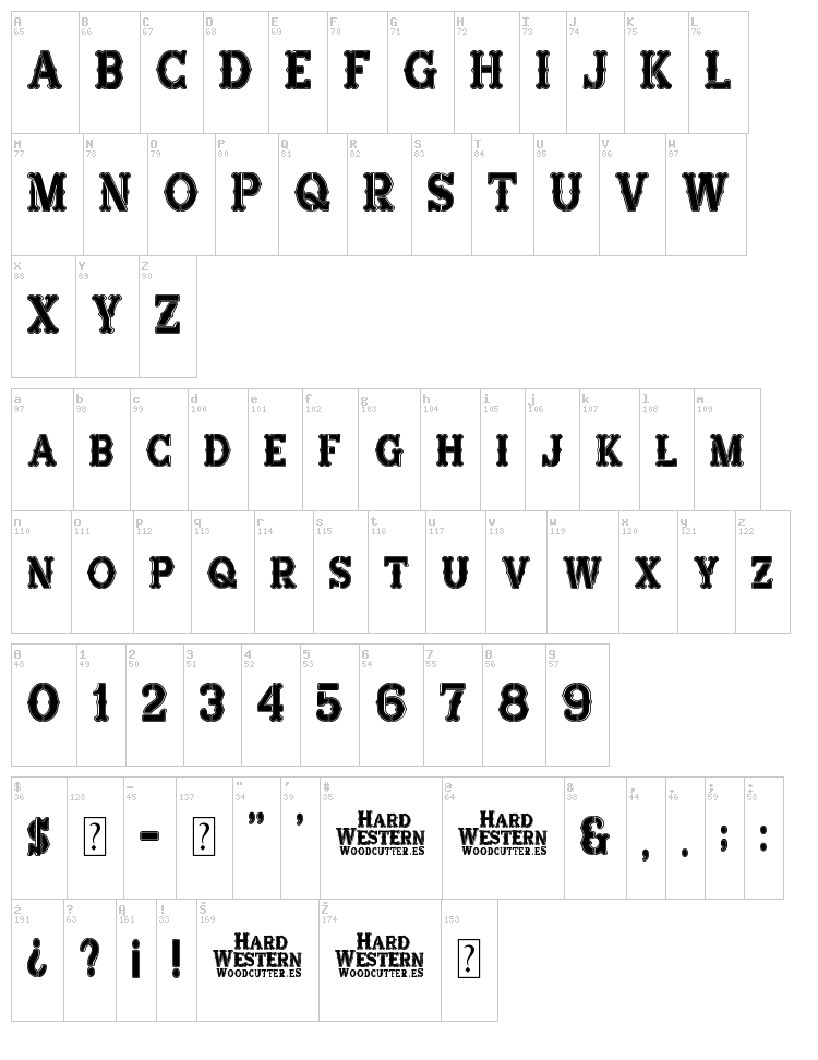 Hard Western font map
